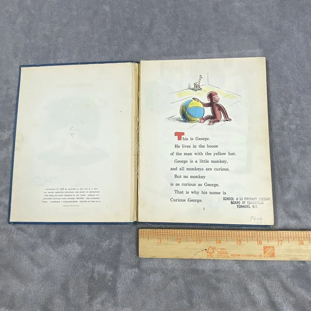 Vintage Curious George Flies A Kite‎ 1958 First Edition Margret Rey Hardcover